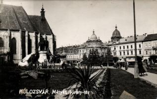 Kolozsvár, Mátyás király tér / square, statue, photo