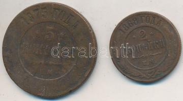 Orosz Birodalom 1868. 2k Cu + 1875. 5k Cu T:2-,3- Russian Empire 1868. 2 Kopeks Cu + 1875. 5 Kopeks Cu C:VF,VG