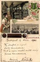 St. Gallen, Textilfabrik / textile manufacture; Suchard advertisement litho