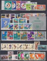 1975-1976 Olimpia motívum 4 klf blokk + 11 klf sor + 5 klf önálló értek 3 db stecklapon, 1975-1976 Olympics motive 11 sets + 5 individual values + 4 blocks