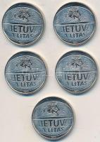 Litvánia 2011. 1L Ni "Kosárlabda EB" (5x) T:1,1- Lithuania 2011. 1 Litas Ni "Basketball Championship" (5x) C:UNC,AU