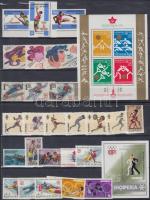 1975-1976 Olympics motive 3 block + 8 sets + 1 individual values, 1975-1976 Olimpia motívum 3 klf blokk + 8 klf sor + 1 önálló értek 3 db stecklapon