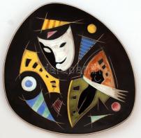 Maszk, festett kerámia falikép, hibátlan, 26x25 cm