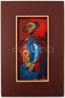 B.M. jelzéssel: Magány. Zománckép fém lemezen, fa keretben, 22x10 cm