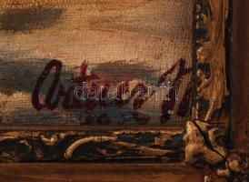 Artuer jelzéssel: Ház részlet. Olaj, vászon, antik keretben, 38×52 cm