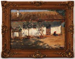 Artuer jelzéssel: Ház részlet. Olaj, vászon, antik keretben, 38×52 cm