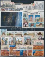 Art motive 74 stamps (mostly architecture related) + 1 block, Művészet motívum 74 db főleg Építészettel kapcsolatos bélyeg + 1 db blokk 3 stecklapon