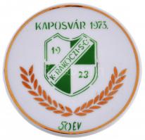 1973. K. Rákóczi S.C. 1923 - 50 év festett hollóházi porcelán plakett (88mm) T:1-