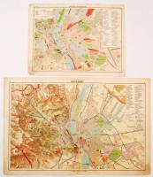 cca 1930 Budapest és környékének térképe, 12 db a Kogutowicz-féle iskolai atlaszból, 30x23 és 42x28 ...