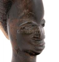 Afrikai női fej, faragott fa, m:21 cm