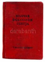 1952 A Magyar Dolgozók Pártjának tagsági könyve, benne tagdíjbélyegekkel, Fitos Lajos könyvelő nevére kiállítva