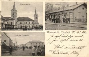 Técső, Fő tér, Városháza, Vasútállomás; Kárpát fényképészeti felvétele után / main square, town hall, railway station (EK)