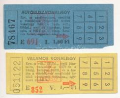 cca 1980 Régi, fel nem használt BKV vonaljegyek: autóbusz vonaljegy 1,50Ft, villamos vonaljegy 1,-Ft