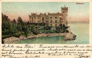 Trieste, Miramare / castle, litho (EK)