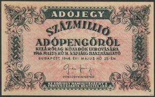 1946. 100.000.000Adópengő hátlapi szöveg vékonyabb betűvel szedve T:I