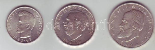 1948. "Petőfi-Széchenyi-Táncsics" 5Ft Ag + 10Ft Ag + 20Ft Ag sor T:1/2