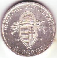 1938. "Szt.István" 5P Ag T:2+