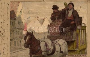 Morgenfahrt, Hubert Köhler litho s: P. Hey (EB)