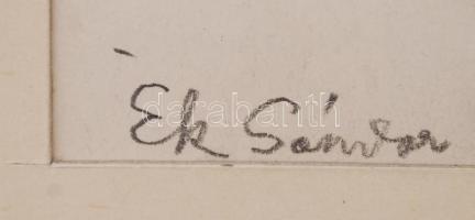 Ék Sándor (1902-1975): Vázlat az Ülő kisfiú c. rézkarchoz. Ceruza, papír. Jelzett, képméret 22x32 cm...