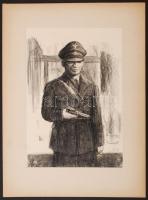 Ék Sándor (1902-1975): Emberi sors - SS tiszt. Szén, papír. Jelzett, képméret 35x48 cm