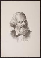Ék Sándor (1902-1975): Marx. Lithográfia (kőnyomat). Jelzett, képméret 32x38 cm