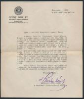 1930 Szent Imre év Rendező Főbizottságának levele, melyben vételre ajánlja az általuk kiadott Emlékk...