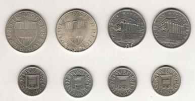 Ausztria kis Ag tétel 1/2Sch 1925 (2x), 1926. (2x), 1Sch 1926. (2x), 10Sch 1958,1972. T:2-,2