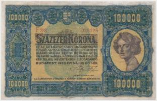 1923. 100.000K "Orell Füssli Zürich" T:restaurált Hungary 1923. 100.000 Korona "Orell Füssli Zürich" C:restored Adamo K46