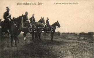 Truppenübungsplatz Senne; Sr. Maj. der Kaiser zur Besichtigung / Kaiser Wilhelm II viewing a German army field practice