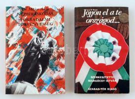 2 db könyv-Margócsy István(szerk.): Jöjjön el a országod... 1988, Szabad Tér Kiadó. Kiadói papírkötés, jó állapotban; Dr. Major Ákos: Népbíráskodás, Forradalmi törtvényesség. Egy népbíró visszaemlékezései. Bp., 1988, Minerva. Kiadói papírkötés, jó állapotban.