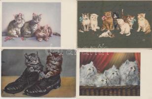 60 db RÉGI motívumlap sok lithoval, vegyes minőség; macskák / 60 old motive cards with many lithos, ...