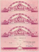 ~1970-1980. "SZÖVOSZ (Szövetkezetek Országos Szövetsége)" kitöltetlen földművesszövetkezeti részjegye (3x) T:I-