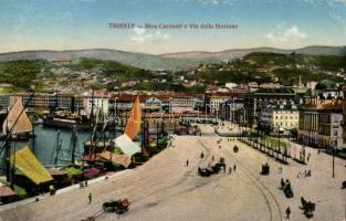 Trieste, Riva Carciotti, Via della Stazione / port, street, ships (EK)