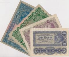 Ausztria 1922. 10K + 20K + 100K + 1000K T:III Austria 1922. 10 Kronen + 20 Kronen + 100 Kronen + 1000 Kronen C:F