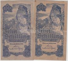 Ausztria 1945. 10Sch 1. kiadás (2x) 5 és 6 jegyű sorszámmal T:3 Austria 1945. 10 Schilling 1st issue (2x) 5 and 6 digit serial number C:F