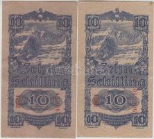 Ausztria 1945. 10Sch 1. kiadás (2x) 5 és 6 jegyű sorszámmal T:3
Austria 1945. 10 Schilling 1st issu...