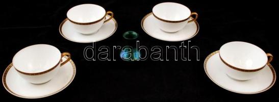 4 db Rosenthal teáscsésze és alj, matricás, jelzett, apró kopással