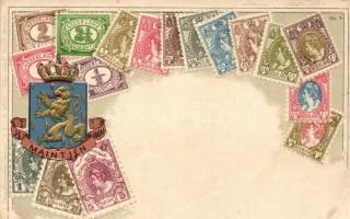 Nederland / Netherlands - set of stamps, Ottmar Ziehers Carte philatelique No. 8. Emb. litho (wet damage)