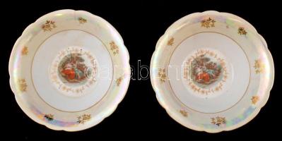 Kahla kompótos tál (2db), matricás, jelzett, kopott, egyiken hajszálrepedés, m:7 cm, d:22,5 cm