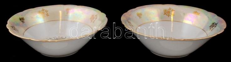 Kahla kompótos tál (2db), matricás, jelzett, kopott, egyiken hajszálrepedés, m:7 cm, d:22,5 cm