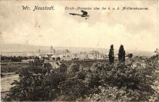 Wiener Neustadt, Etrich-Monoplan über der k.u.k. Artilleriekaserne / monoplane over the k.u.k. artillery barracks (EK)
