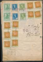 Néhány száz forgalmi adó bélyeggel teleragasztott 1928-1933-ban használt füzet maradvány