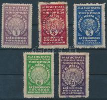 Ungvár városi illetékbélyeg 1Kc, 4Kc, 5Kc, 6Kc, 20Kc Ritka!