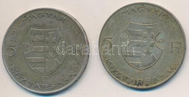 1947. 5Ft Ag "Kossuth" (2x) T:2-,3