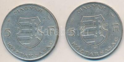 1947. 5Ft Ag "Kossuth" (2x) T:2-,3