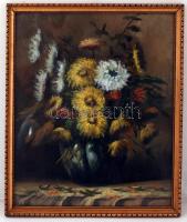 Boros jelzéssel: Csendélet virágokkal, olaj, vászon, üvegezett fa keretben, 49×40,5 cm