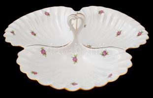 Herendi virágmintás hármas kínáló, kézzel festett, jelzett, hibátlan, 33×32 cm, m:12 cm