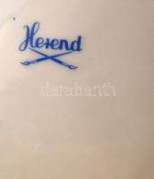 Herendi virágmintás hármas kínáló, kézzel festett, jelzett, hibátlan, 33×32 cm, m:12 cm