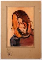 Emőd jelzéssel: Női portré, vegyes technika, papír, paszpartuban, 40,5×27 cm