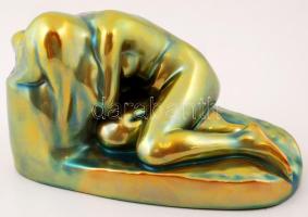 Zsolnay eozin mázas akt, jelzett, hibátlan, m:13 cm, h:22 cm